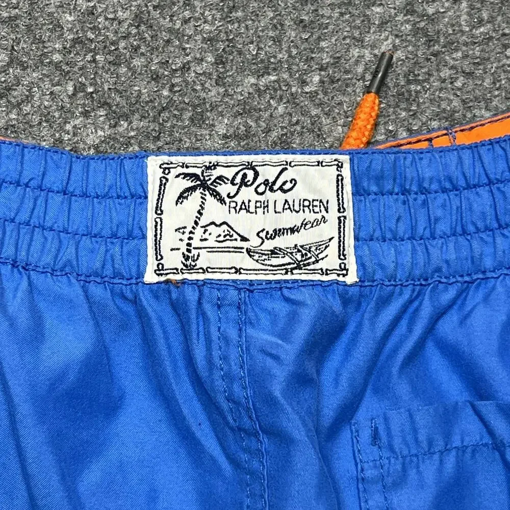 Polo Ralph Lauren Swim Shorts Boys S Blue Mesh Lined Drawstring Pony Logo Trunks